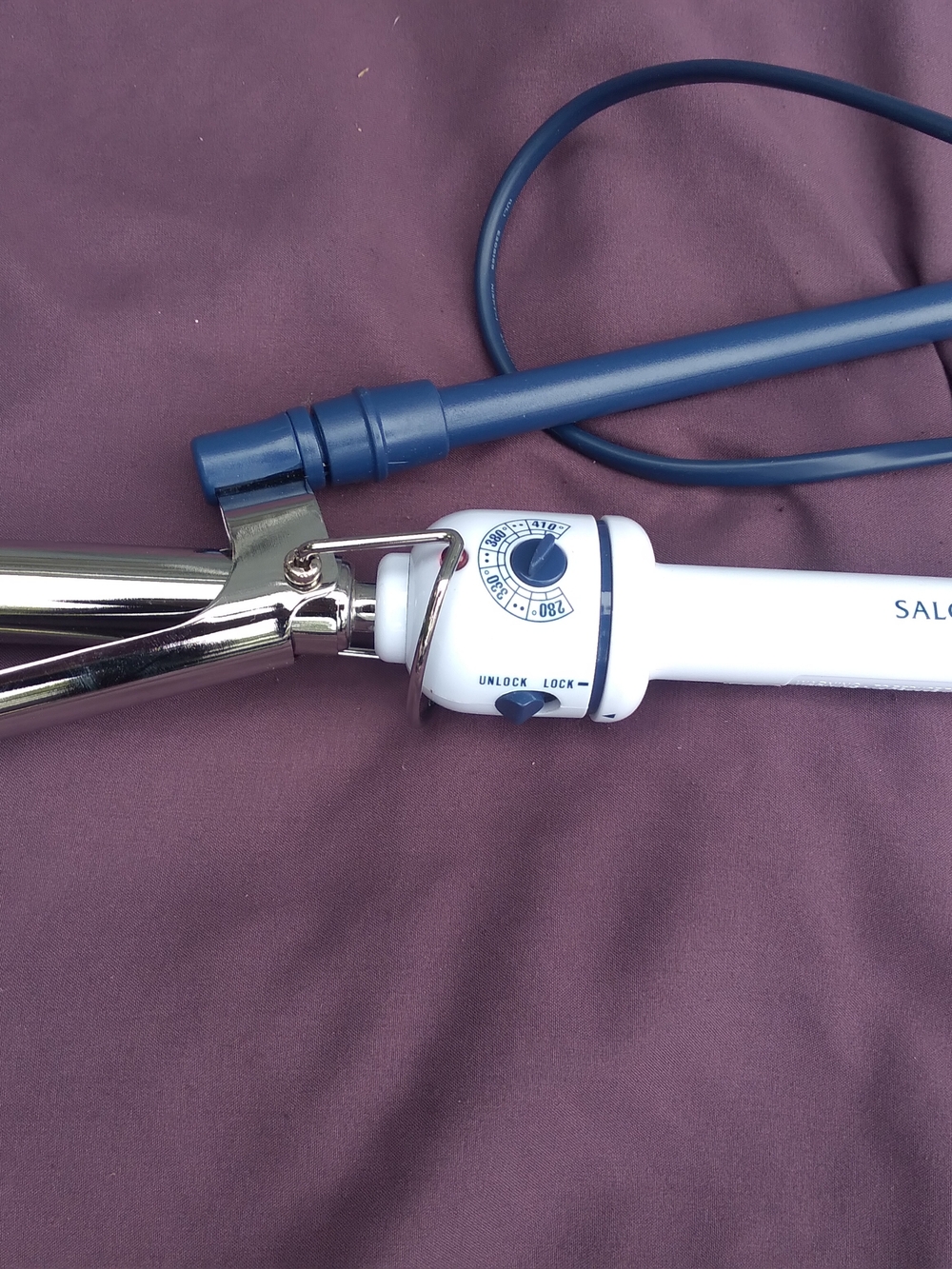 White Salon Curling Iron with Adjustable Temperature - White